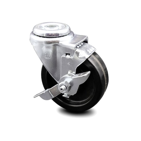 Service Caster 4 Inch Phenolic Wheel Swivel Bolt Hole Caster with Brake SCC-BH20S414-PHR-TLB